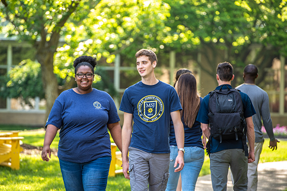 students walking in quad