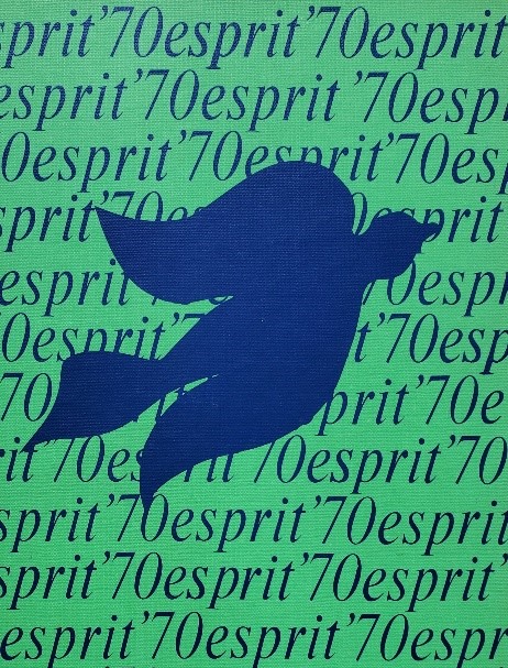 Photo of the Class of 1970 Senior Yearbook. Green background with a blue bird on it. 