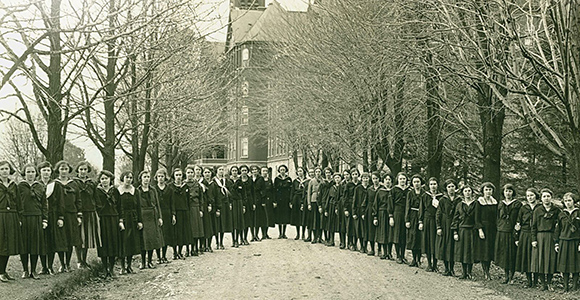 Mount St. Joseph University historical photo of sisters of charity by motherhouse