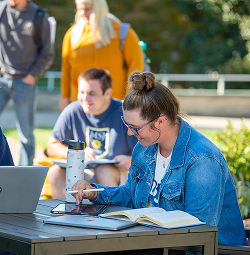 MSJ female student on laptop